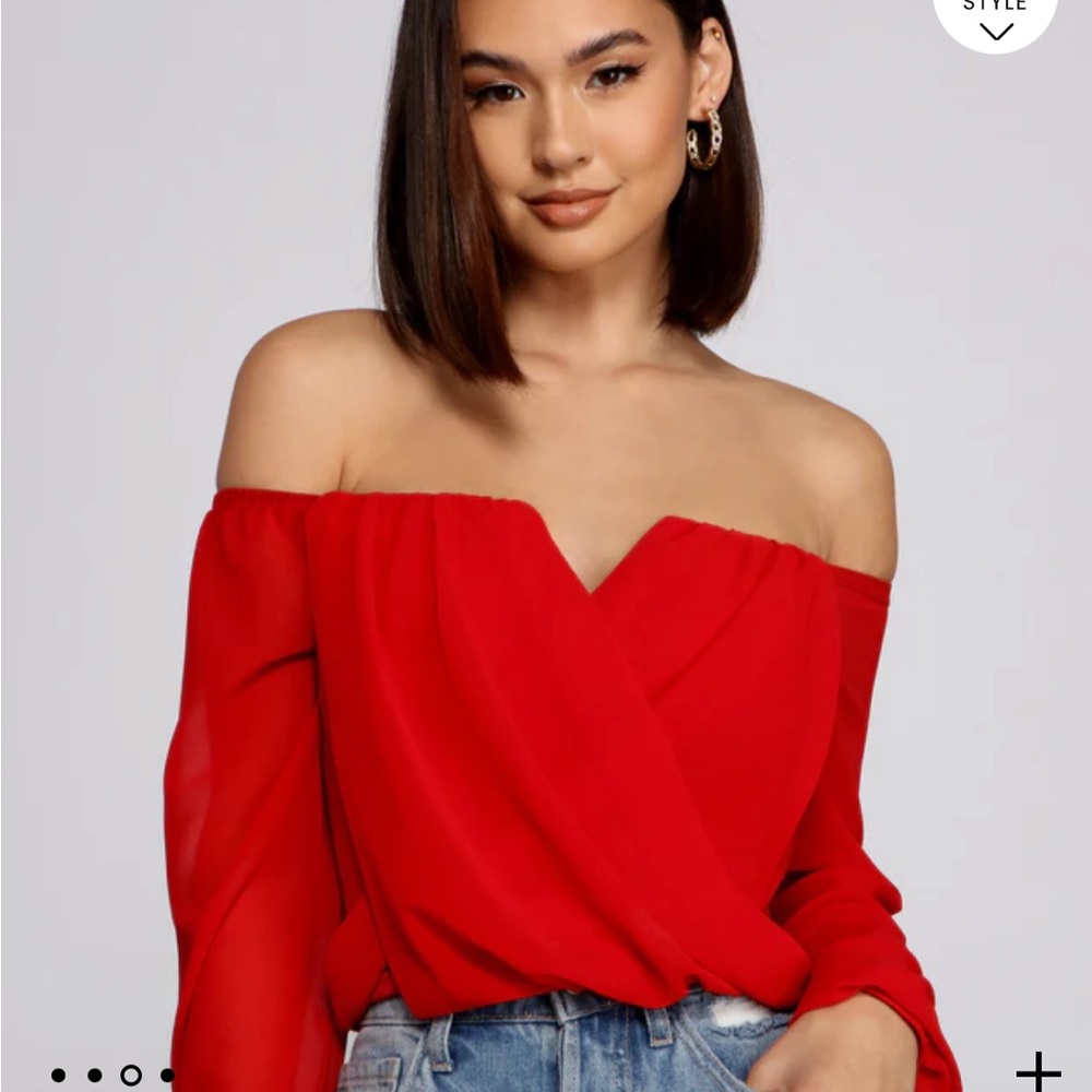 Windsor chiffon off the shoulder top